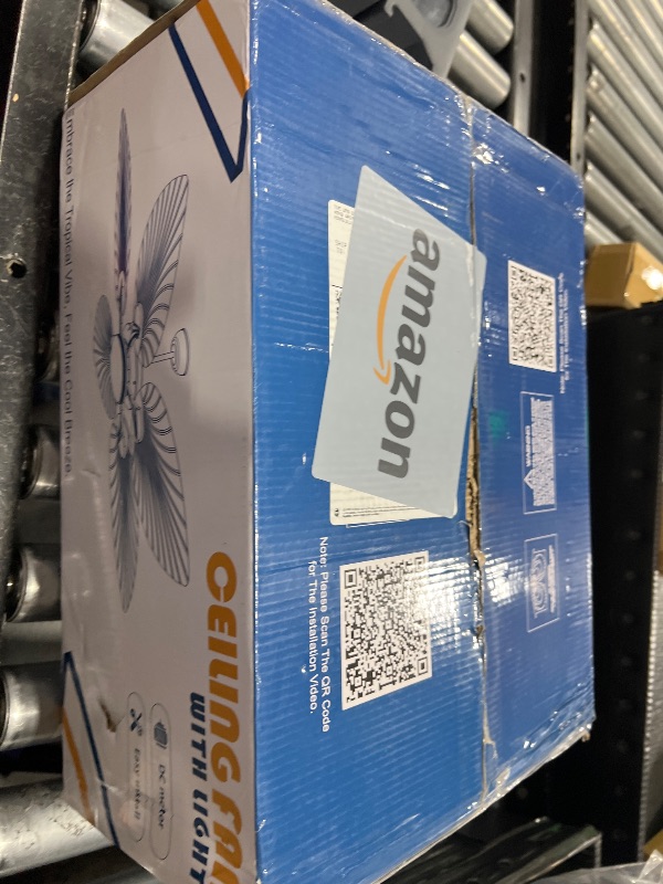 Photo 1 of **INCOMPLETE** Wiviniya Tropical Ceiling Fans with Lights and Remote/APP Control, 44 Inch Palm Leaf Ceiling Fan with LED Lights, Outdoor Ceiling Fans for Patios Porch, Reversible Quiet Motor, Dimmable, Wood Grain