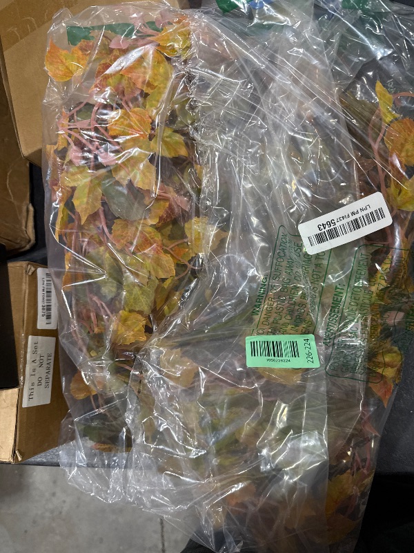 Photo 1 of 2 Pack Fall Maple Leaf Garland Clearance - 6.5ft/Piece Artificial Fall Foliage Garland Autumn Decoration for Home Wedding Halloween Party Thanksgiving