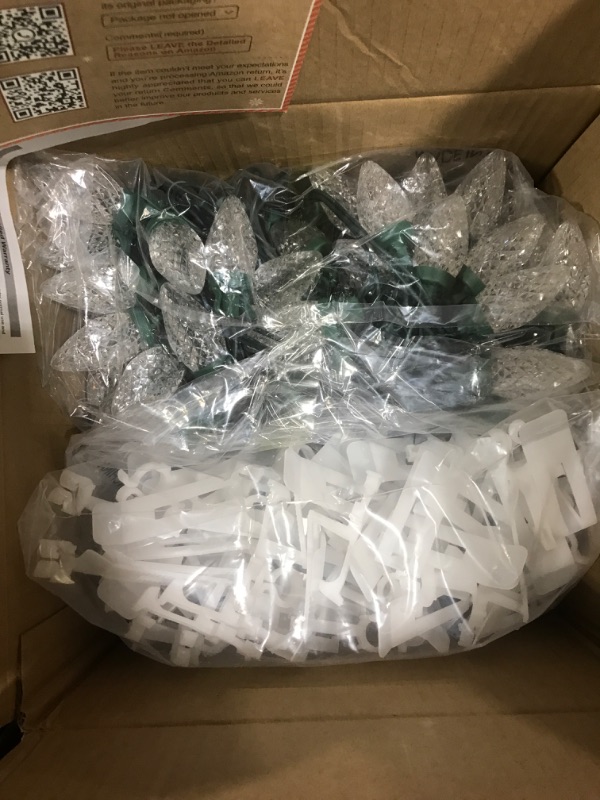 Photo 2 of C9 Led Christmas String Lights 68Ft 100 LED with All in One Clips Outdoor Waterproof Strawberry Roof Lights, Commercial Grade Extendable for Indoor Outside Roofline Home Xmas Decoration, Warm White