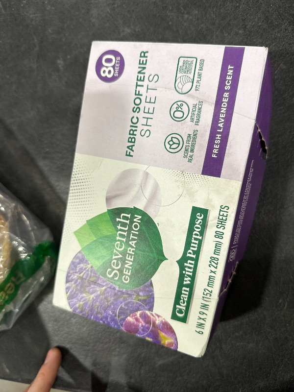 Photo 1 of *1 BOX ONLY** Seventh Generation Dryer Sheets Fabric Softener Fresh Lavender Scent with 100% Essential Oils and Botanical Ingredients 80 Sheets
