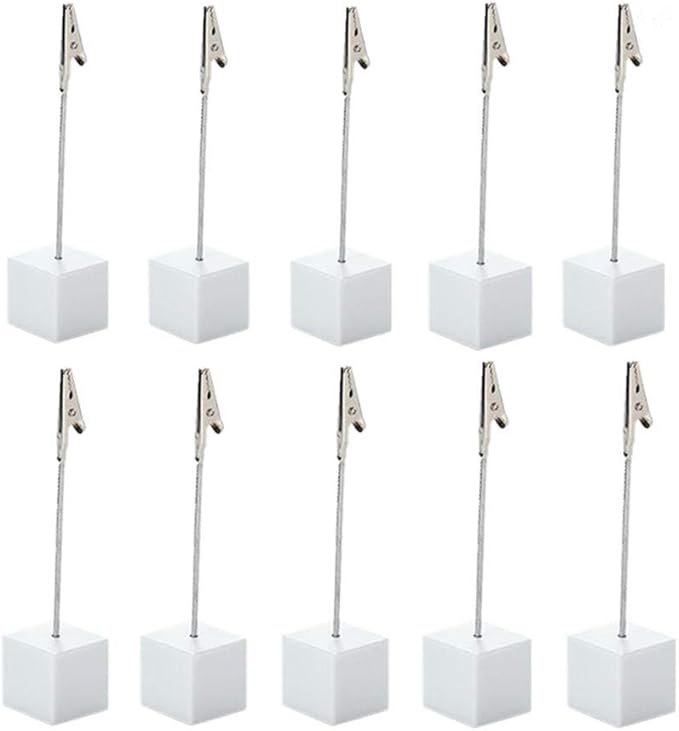 Photo 1 of 10pcs Table Number Holder Name Place Card Holder Memo Clip Holder Stand Note Holder Pictures Card Paper Menu Clip (Pure White)
