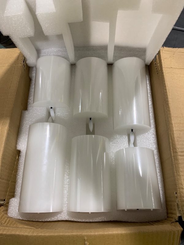 Photo 1 of 12 Pcs White Flameless Candles Flat Top LED Candles with Remote Timer, Pillar Flameless Candle Bulk Flickering Battery Operated Candle for Wedding Festival Outdoor Home Decor D 3'' H 4'' 5'' 6''