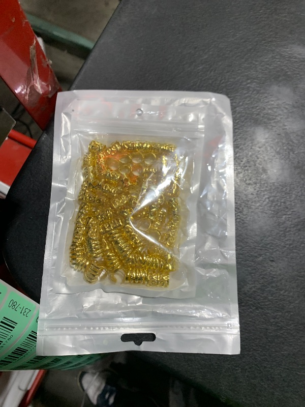 Photo 1 of 100 Pcs Gold Hair Jewelry Braid, Gold Dreadlock Beads Hair Accessories Rings Clips Dread Locks Metal Braiding Cuffs Adjustable Braiding Cuffs for Women Girls Braid Decoration