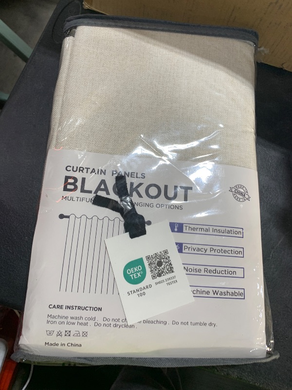 Photo 1 of 100% Blackout Shield Linen Blackout Curtains for Bedroom 84 Inches Long, Back Tab/Rod Pocket Living Room Drapes, Thermal Insulated Blackout Curtains 2 Panels Set, 50" W x 84" L, Cream
