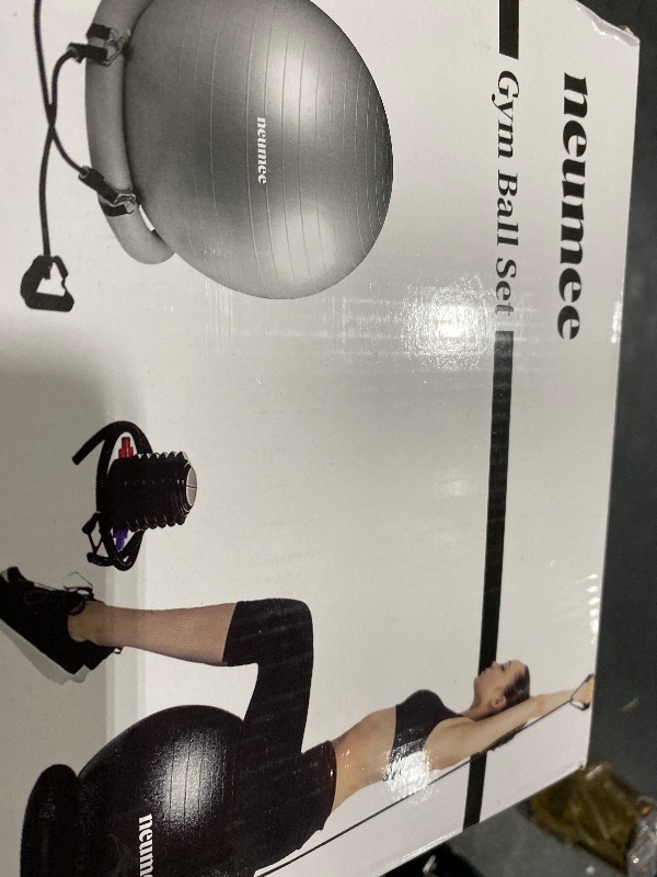 Photo 1 of NEUMEE Yoga Ball Chair with 65cm Exercise Ball & 2 Resistance Bands, Stability Base for Home Office, Yoga, Pilates & Fitness, Balance Ball for Posture, Core Strength & Low Impact Workouts (Grey)