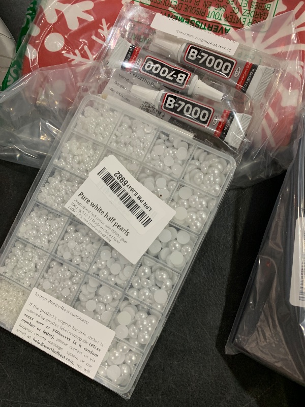 Photo 1 of 10000Pcs White Flatback Pearls with Glue Kit for Bedazzling Crafts Crafting Shoes Nail Art Decoration, Mixed Sizes 2mm 3mm 4mm 5mm 6mm 8mm 10mm White Half Round Flat Back Pearls Beads Set