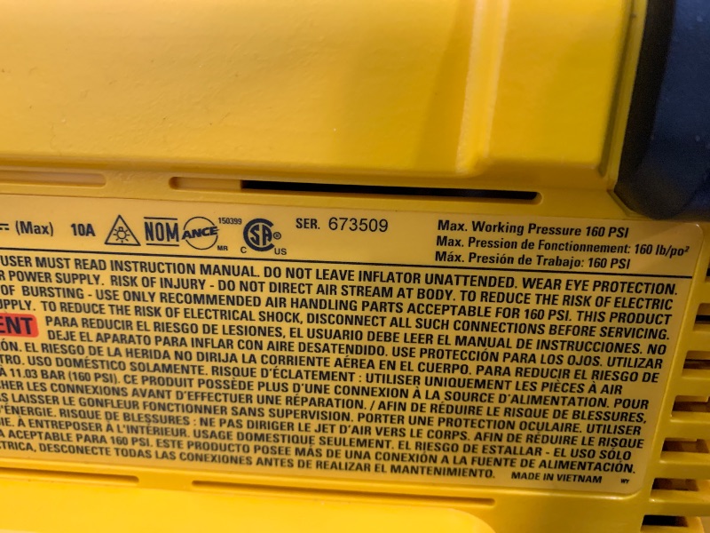 Photo 1 of DEWALT Tire Inflator Portable Air Compressor 20V MAX, Car Air Pump with Automatic Shut Off, LED Light, Tool Only (DCC020IB)