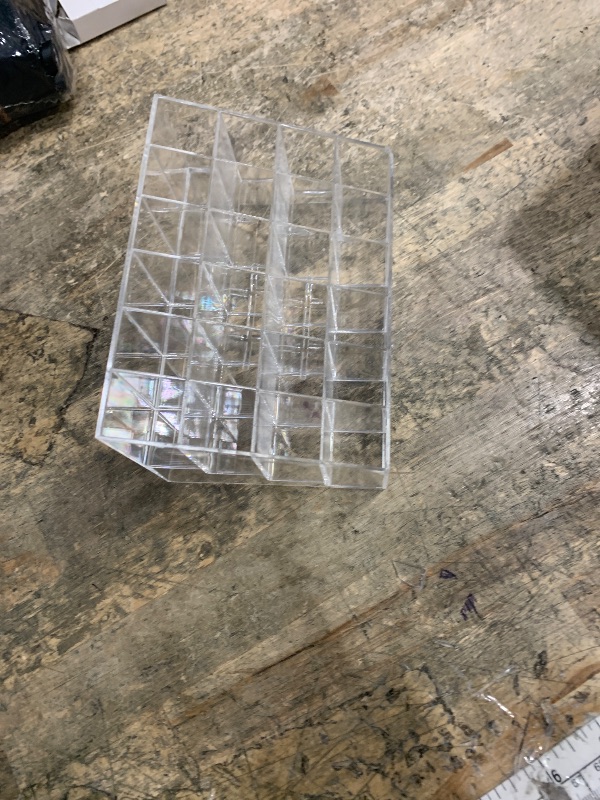 Photo 1 of **HAS MINOR CHIP ON THE FRONT CORNER CUBBY***  Super Z Outlet Transparent Cosmetic Makeup Organizer for Lipstick, Brushes, Bottles, and More. Clear Case Display Rack Holder