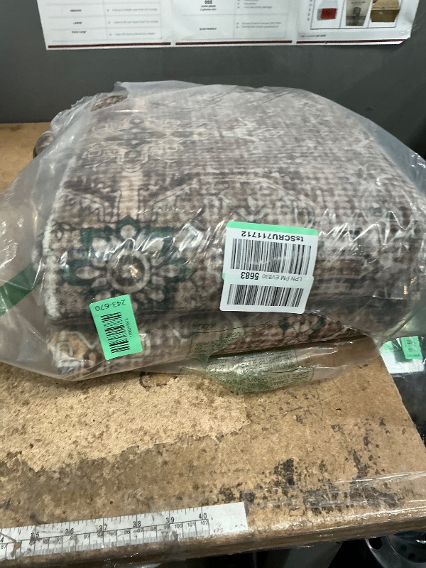 Photo 1 of ***PET HAIR (DOG)**** Rugxara 6x9 Area Rugs for Living Room Bedroom, Large Washable Rug, Brown Vintage Retro Boho Rug, Non Slip & Low Pile Faux Wool Thin Carpet for Indoor Dining Room and Kids Room(Charcoal/Olive 6x9ft)