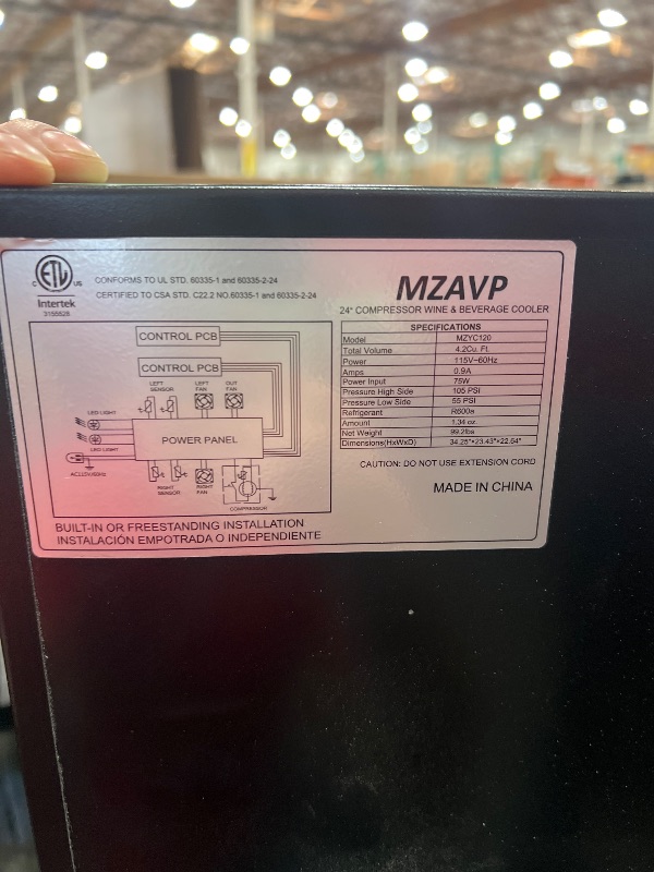 Photo 1 of **FOR PARTS ONLY**missing handles**
MZAVP 24 Inch Wine and Beverage Refrigerator, Dual Zone Beverage Cooler with Glass Door, Built-In or Freestanding Wine Fridge with Fast Cooling, 20 Bottles and 88 Cans Large Capacity