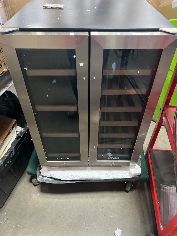 Photo 1 of **FOR PARTS ONLY**missing handles**
MZAVP 24 Inch Wine and Beverage Refrigerator, Dual Zone Beverage Cooler with Glass Door, Built-In or Freestanding Wine Fridge with Fast Cooling, 20 Bottles and 88 Cans Large Capacity