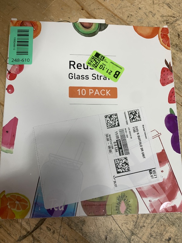 Photo 1 of 10 Pcs Reusable Colorful Bent Glass Straws,Size 9''x10mm and 6''x10mm Cute Short Glass Straws Shatter Resistant with 2 Cleaner Brush for Beverages,Coffee,Juice,Cocktail,Teas