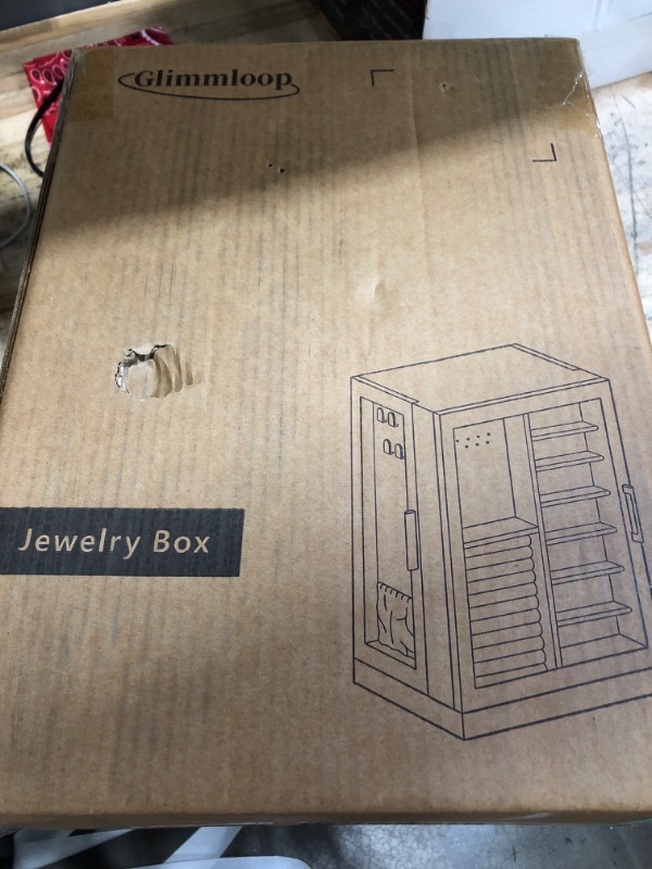 Photo 1 of Glimmloop 360° Rotating Jewelry Box with 9 Drawers, Spacious Vertical Jewelry Organizer with Glass Window, Jewelry Storage Case, Dustproof & Moisture-resistant Design, White