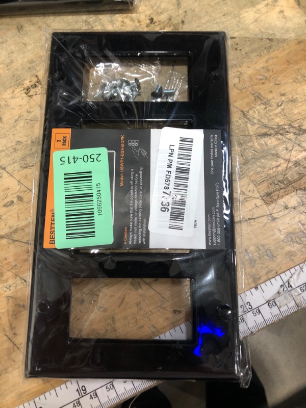 Photo 1 of [2 Pack] BESTTEN 4 Gang Decorator Wall Plate, Standard Size, Unbreakable Polycarbonate Outlet and Switch Cover, H4.53” x W8.23”, UL Listed, Black