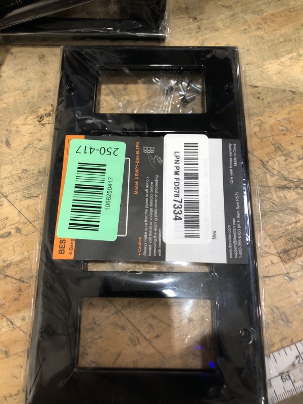 Photo 1 of [2 Pack] BESTTEN 4 Gang Decorator Wall Plate, Standard Size, Unbreakable Polycarbonate Outlet and Switch Cover, H4.53” x W8.23”, UL Listed, Black