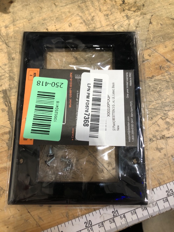 Photo 1 of [2 Pack] BESTTEN 3 Gang Black Decorator Wall Plate, Standard Size, Unbreakable Polycarbonate Outlet and Switch Cover, H4.53” x W6.38”, UL Listed