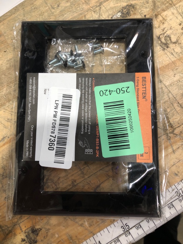 Photo 1 of [2 Pack] BESTTEN 3 Gang Black Decorator Wall Plate, Standard Size, Unbreakable Polycarbonate Outlet and Switch Cover, H4.53” x W6.38”, UL Listed