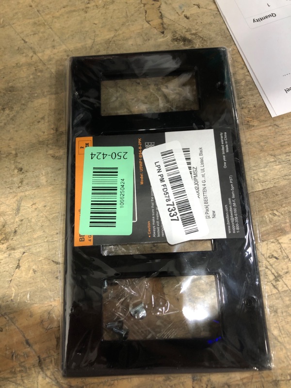 Photo 1 of [2 Pack] BESTTEN 4 Gang Decorator Wall Plate, Standard Size, Unbreakable Polycarbonate Outlet and Switch Cover, H4.53” x W8.23”, UL Listed, Black