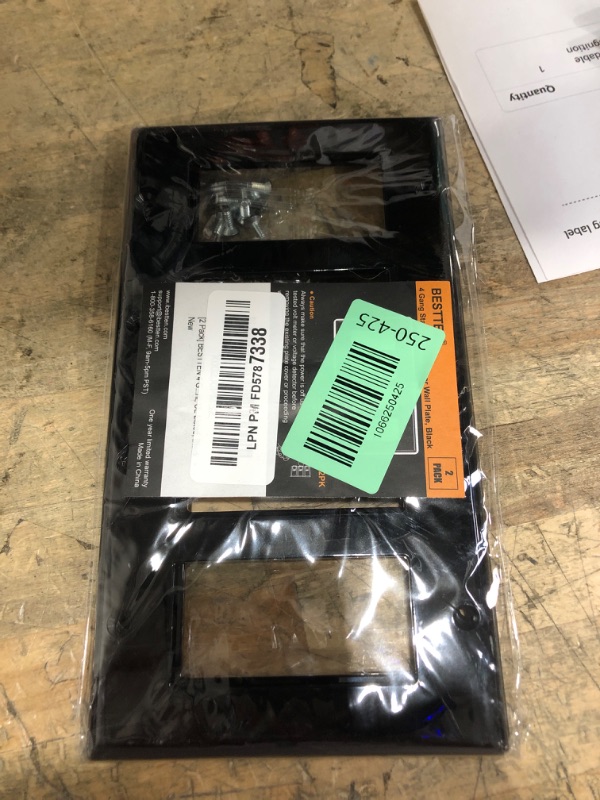 Photo 1 of [2 Pack] BESTTEN 4 Gang Decorator Wall Plate, Standard Size, Unbreakable Polycarbonate Outlet and Switch Cover, H4.53” x W8.23”, UL Listed, Black