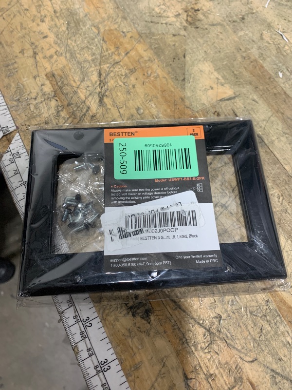 Photo 1 of [2 Pack] BESTTEN 3 Gang Black Decorator Wall Plate, Standard Size, Unbreakable Polycarbonate Outlet and Switch Cover, H4.53” x W6.38”, UL Listed