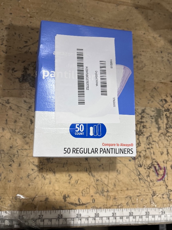 Photo 1 of Amazon Basics Daily Pantiliner, Regular Length, Pads for Women, Unscented, 50 Count (Previously Solimo)