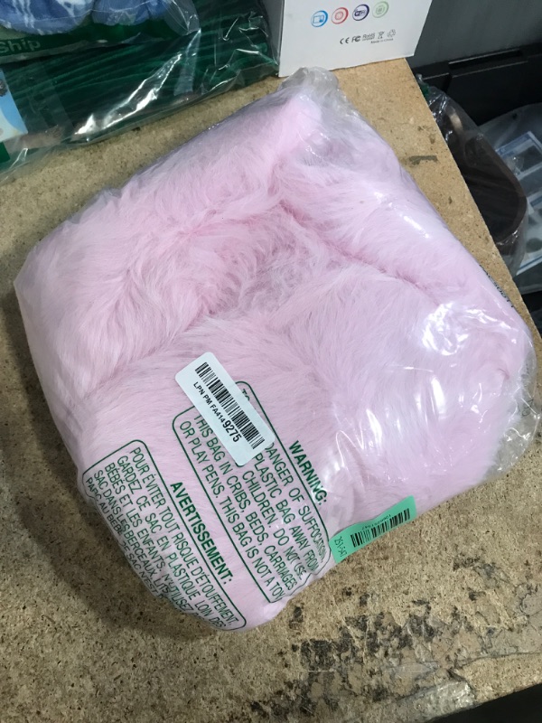 View 2 of AOGU 36 Inch Faux Fur Christmas Tree Skirt Pink Plush Skirt for Merry Christmas Party Christmas Tree Decoration
