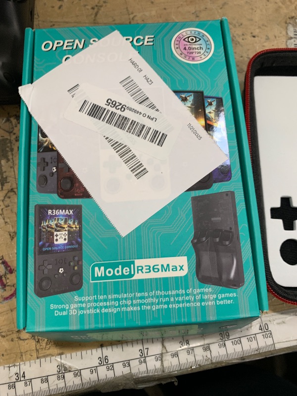 Photo 1 of ?R36MAX 4000mAh Portable Rechargeable Handheld Retro Game Console,Comfort Non-Slip Handheld Standing Retro Game Console with 64G TF Car,4.0-inch Screen,for Office,Black