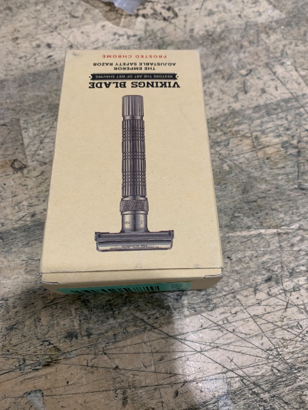 Photo 1 of ***MISSING BLADES*** VIKINGS BLADE Adjustable Double Edge Safety Razor + Luxury Case. Smooth, Reusable, Eco-Friendly (The Emperor “Frosted Chrome”)
