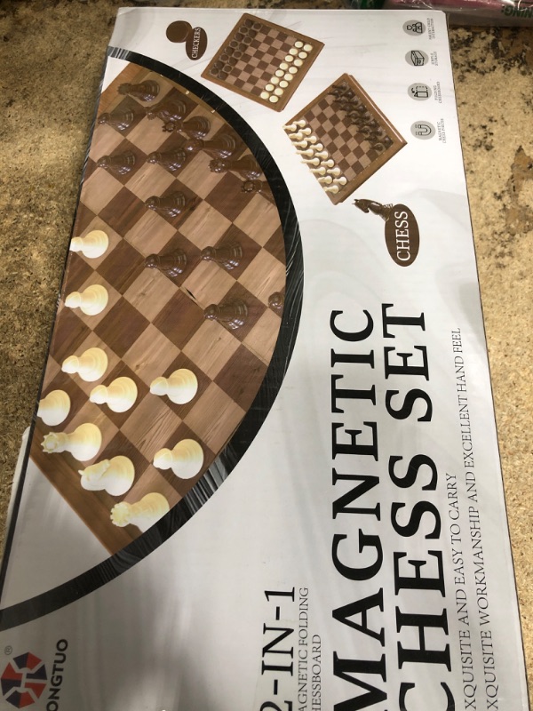 Photo 1 of ****BROWN/TAN COLOR BOARD/PIECES***

2-in-1 Chess Set and Magnetic Checkers Set - Foldable 13-inch Travel Board Game, Durable Plastic, Puzzle and Strategy Toys for Kids and Adults