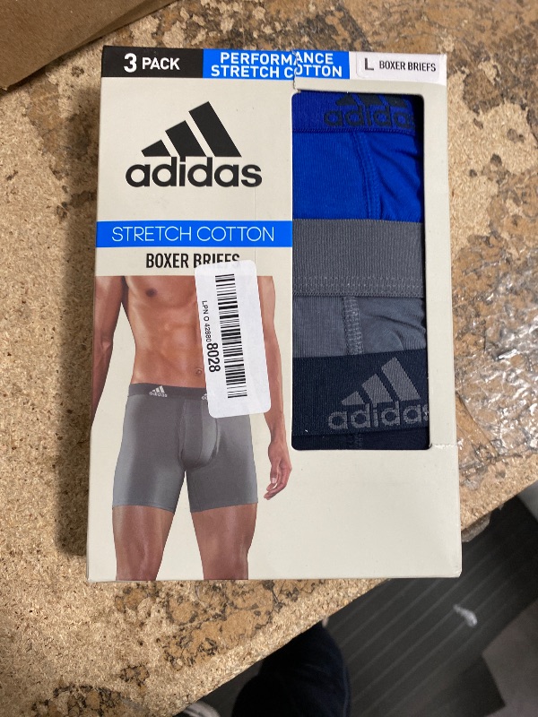 Photo 1 of adidas Men's Performance Stretch Cotton Boxer Briefs 3-Pack, Soft Underwear, Superior Comfort LARGE