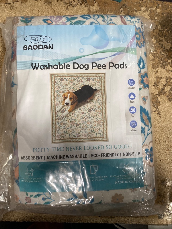 Photo 1 of Washable Pee Pads for Dogs, 2 Pack Super Absorbent Reusable Puppy Pads with Colorful Flowers Patterns for Potty Training, Floor, Couch, Bed, and Crate,36"x 48"