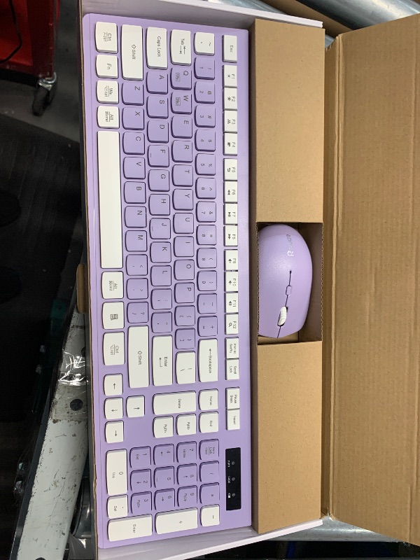 Photo 1 of **PARTS ONLY, MISSING DONGLE** Wireless Keyboard and Mouse Combo, Full-Sized Wireless Keyboard and Adjustable DPI Mouse, 2.4GHz USB Receiver, Silent Keyboard and Mouse for PC, Windows, MAC, Desktop, Laptop(Purple)
