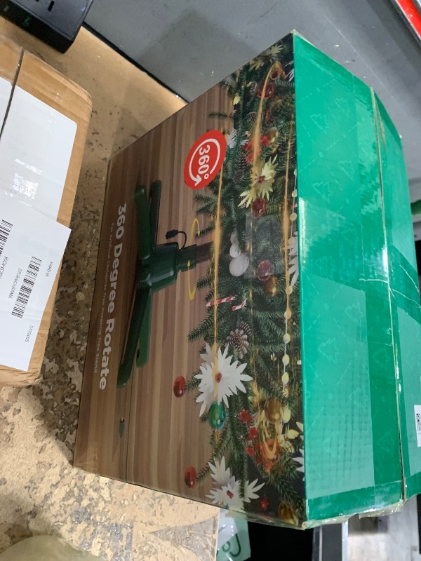 Photo 1 of (2025 Upgrade) Rotating Christmas Tree Stand with Remote Control, Stable 360 Revolving Tree Base Stand, Up to 7.5ft 90lb. Adjustable Christmas Tree Holder for Xmas Tree, Artificial Tree (Green)