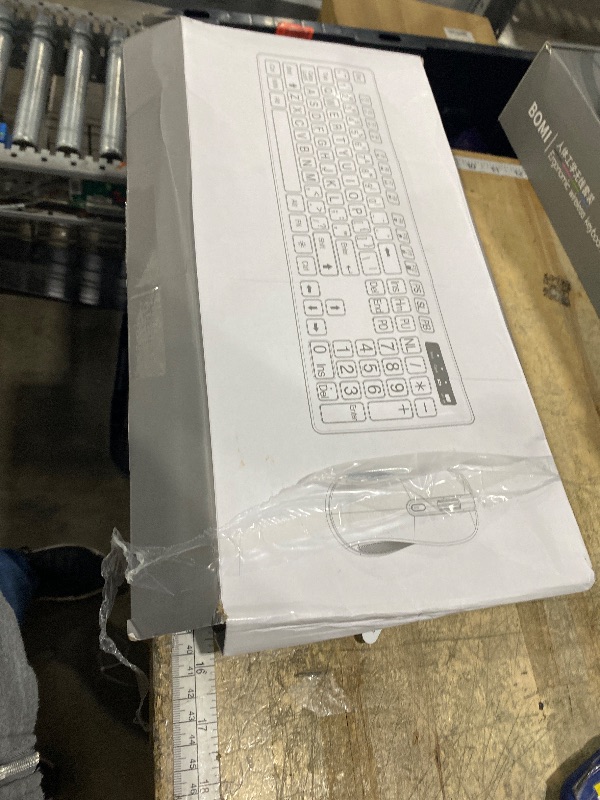 Photo 1 of **USB DONGLE IS MISSING**Large Print Wireless Keyboard and Mouse - 7 Colors Backlit Keyboard, Oversize Letters Keys Easy to See and Type, Rechargeable Keyboard and Mouse with Light Up Key, Compatible for PC, Windows, Gaming