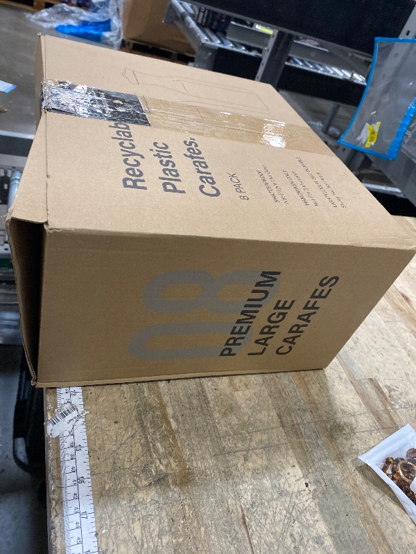 Photo 1 of *NOT Flip Top Lid*
Plastic 8 PACK Large 50 Oz Water Carafe , Square Base Juice Containers, Clear Plastic Pitcher - for Water, Iced Tea, Juice, Beverage, Milk, Cold Brew and Mimosa Bar - HAND WASH ONLY