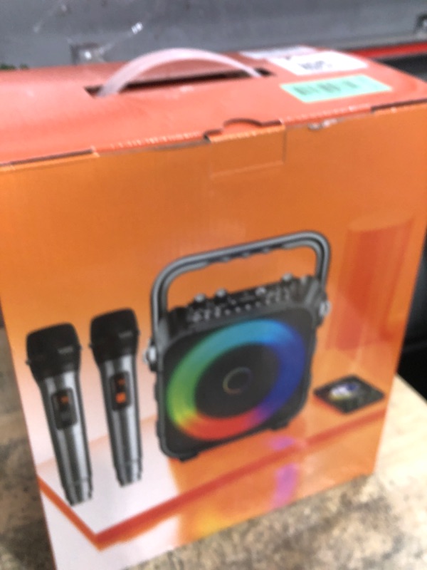 Photo 1 of Karaoke Machine, Portable Bluetooth Speaker with 2 Wireless Microphones for Adults & Kids with Lights, Karaoke Microphone with PA System Supports USB/TF/FM/AUX for Home Party Home System Packages