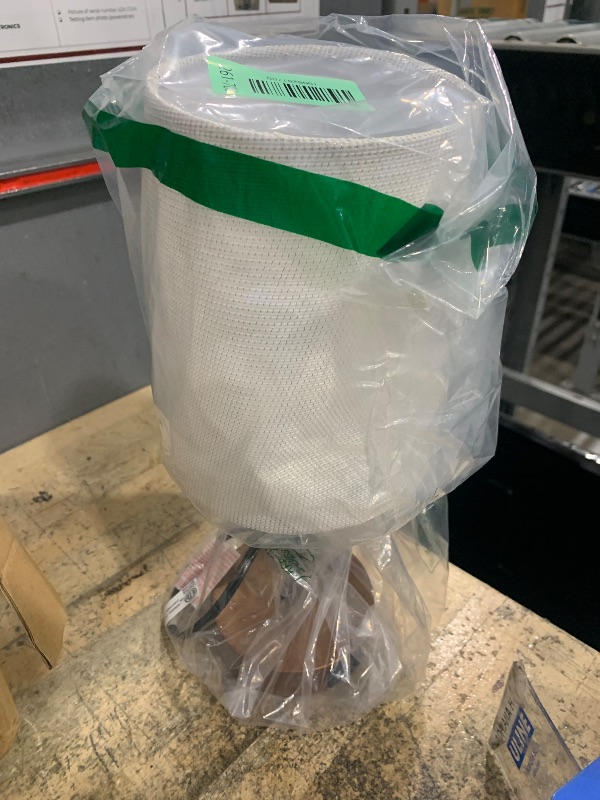 Photo 1 of ***BENT SHADE*** LuxeBeam Modern USB & Type-C Bedside Lamp with Touch Control, Dimmable Table Lamp with White Fabric Shade Enhanced with Gold Threads, Includes LED Bulb - Ideal for Bedroom, Office, Dorm