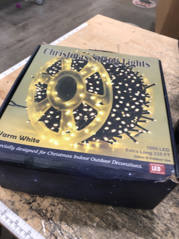 Photo 1 of WATERGLIDE 1000 LED Christmas String Lights, 328 FT Green Wire LED Decorative Fairy Lights with Remote & 8 Modes, Waterproof for Outdoor Xmas Holiday Party Garden Wedding Home Decor, Warm White