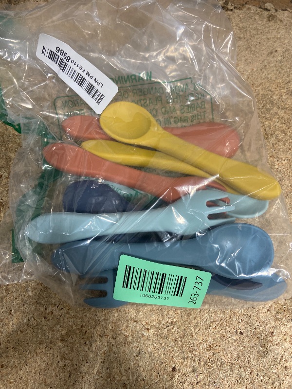 Photo 1 of 10 Pieces Baby Led Weaning Spoons and Forks Set Infant Silicone Spoon First Self Feed Baby training Utensils for Toddler First Stage Feeding Supplies for Kids Over 6 Months, 5 Pairs (Bright Colors)