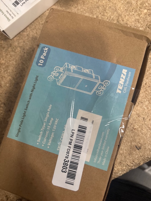 Photo 1 of [10 Pack] CML Illuminated Guide Light Switch, Single Pole Decor Paddle Rocker Wall Switch, Dusk to Dawn Automatic On/Off Light Sensor, 15 Amp 120V Grounding Wire, ETL Listed, White