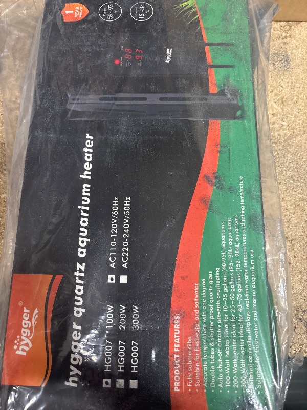 Photo 1 of ***sand in bag***
hygger 10-25 Gallon Aquarium Heater with LED Display Controller, Quartz Submersible Fish Tank Heater 100W for Saltwater Freshwater