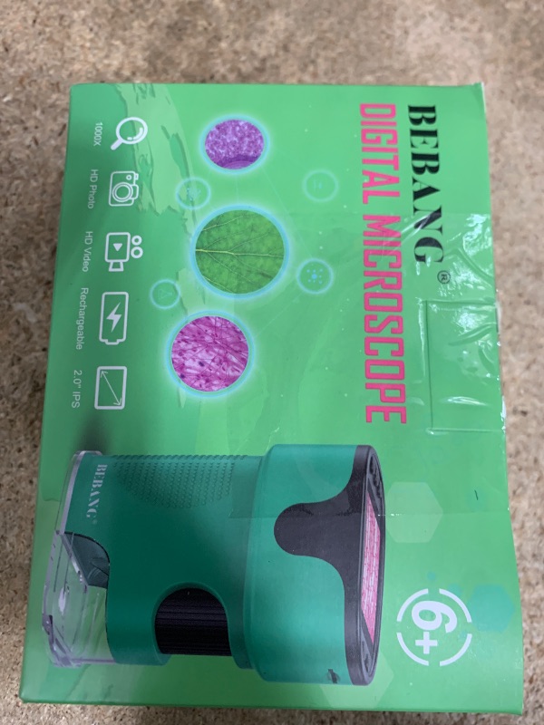 Photo 1 of 1000X Handheld Microscope for Kids 4K 2.0" Screen Rechargeable Mini Pocket Digital Microscopes w/Slides Kit Portable Edu Gift Age 4-6 8-12 Children Students (Green)