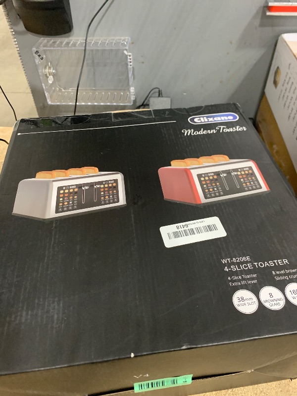 Photo 1 of 4 Slice Toaster Touch Screen, Stainless Steel Toasters Digital Timer, Dual Control Panel Toasters, 8 Shade Settings 6 Bread Types for Bagel, Cancel, Defrost 1650W Red