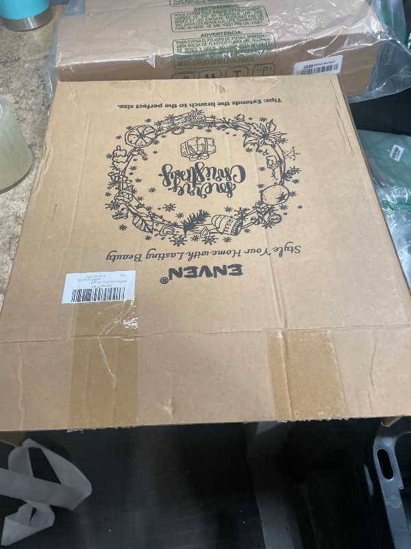 Photo 1 of ENVEN 24" Norfolk Pine Wreath for Front Door, Real Touch Norfolk Pine Wreath Artificial Green Wreath Greenery Realistic Wreath Holiday Decoration for Home Decor