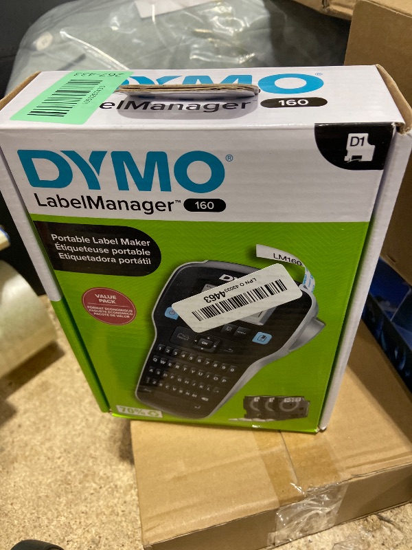 Photo 1 of ***MISSING 1 LABEL TAPE*** DYMO LabelManager 160 Portable Label Maker Bundle, Easy-to-Use, One-Touch Smart Keys, QWERTY Keyboard, Large Display, For Home & Office Organization, Includes 3 D1 label cassettes