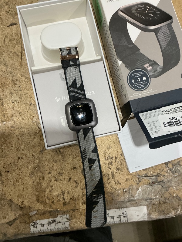 View 3 of ***WATCH ONLY***Fitbit Versa 2 Special Edition Health and Fitness Smart Watch with Heart Rate, Music, Alexa Built-In, Sleep and Swim Tracking, Navy and Pink Woven/Copper Rose, One Size (S and L Bands Included), 2.3