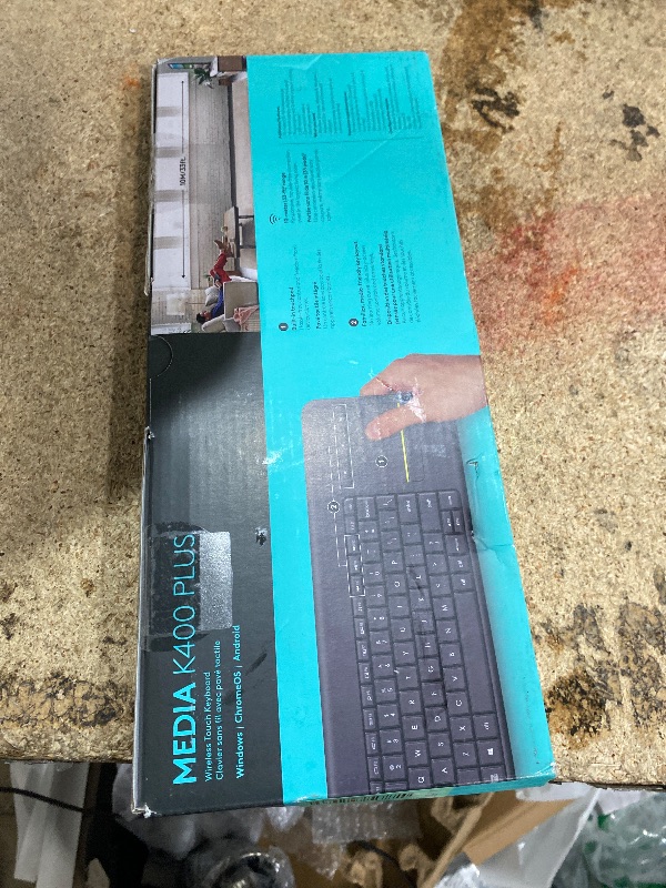 Photo 2 of Logitech K400 Plus Wireless Touch TV Keyboard With Easy Media Control and Built-in Touchpad, HTPC Keyboard for PC-connected TV, Windows, Android, ChromeOS, Laptop, Tablet - Black