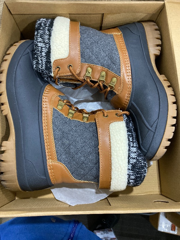 View 2 of (see images) ALEADER Womens Snow Boots Duck Waterproof Boots Insulated Warm Brown Cold Weather Grey 10 M US Women