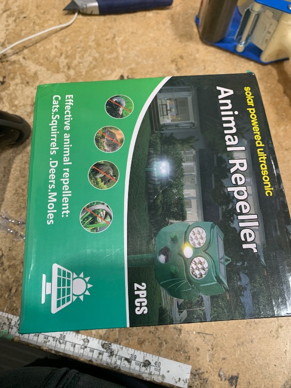 Photo 1 of [2025 Upgrade] Solar Animal Repellent Outdoor for Deer Squirrel Mole Rabbit Cat Skunk Bird Raccoon Dog, Waterproof Ultrasonic Pest Repeller with Motion Detector and LED for Yard Lawns Garden 2 Pack