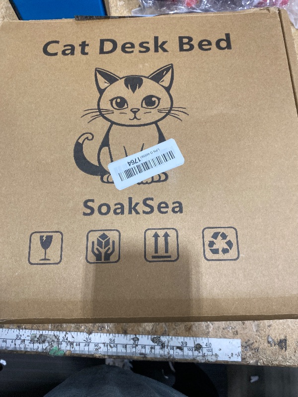 Photo 1 of ***MISSING WHITE PIECE*** SoakSea Cat Desk Bed, Cat Desk Perch with 2 Replaceable Covers,90° Foldable Faux Fur Fabric Soft Cover, Steel Frame Supports 50 lbs, Removable & Washable, Grey-White